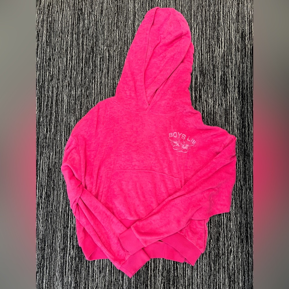 boys lie pink terry cloth hoodie